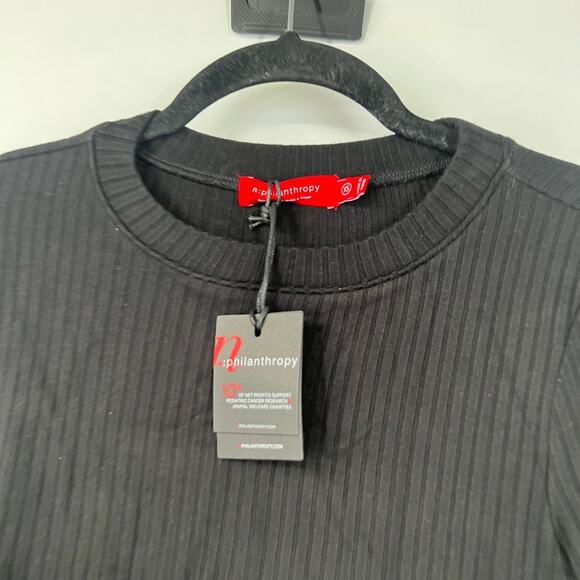 N:PHILANTHROPY Metal Ribbed Mini Dress in Black Cat NWT - Picture 4 of 7